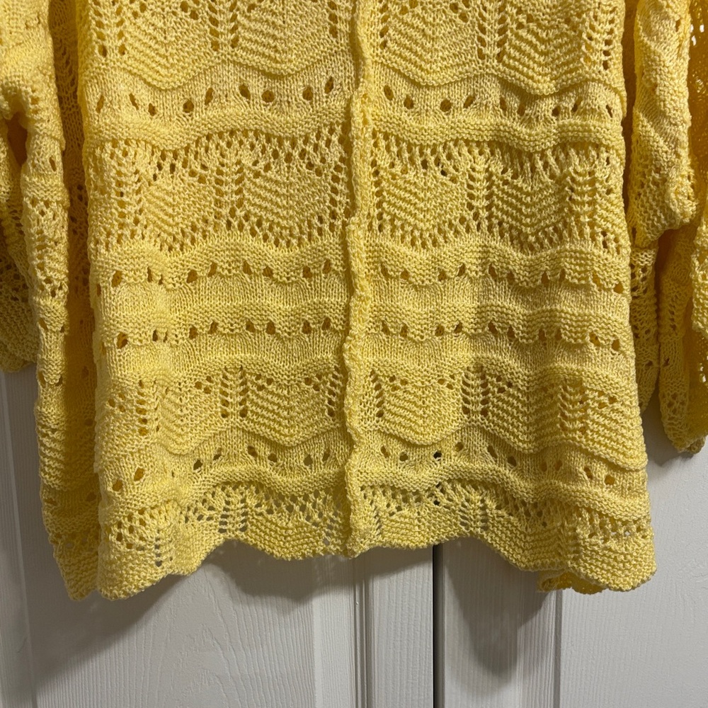 POL Yellow Open-Weave V-Neck Sweater BRAND NEW - Picture 5 of 15
